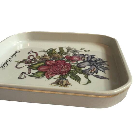 Vtg Germaine Monteil Ceramic Square Plate Tray Floral Japan Gardens of Delight - Picture 6 of 6